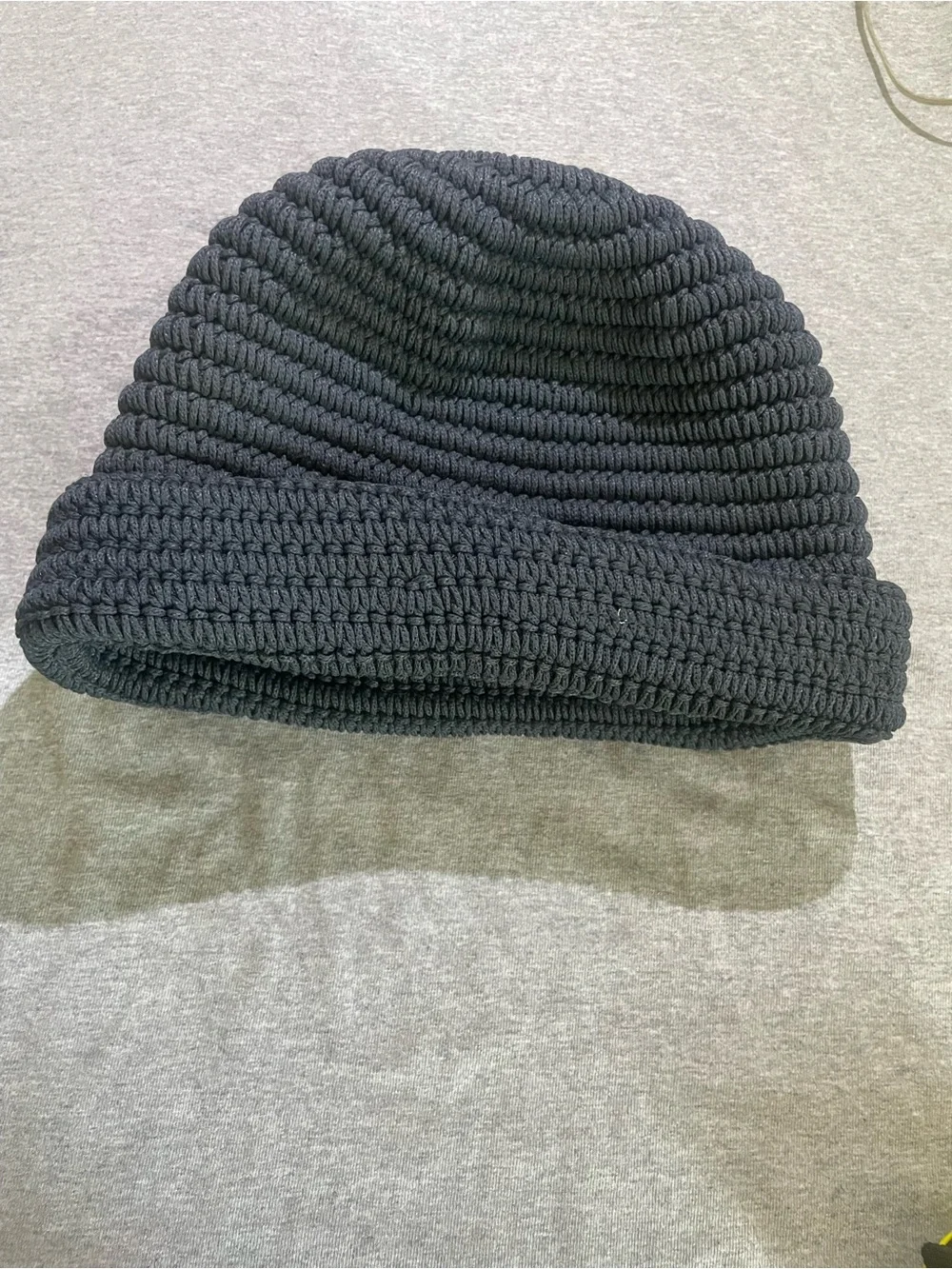 Ribbed Knit Black Men's Beanie Hat
